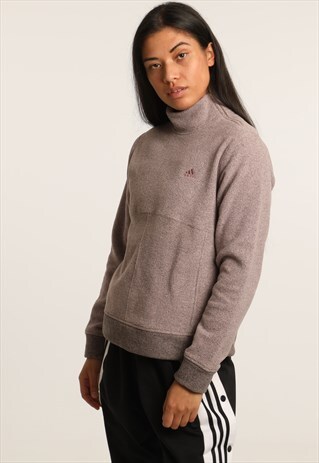 VINTAGE ADIDAS SHOULDER-ZIP FLEECE SWEATSHIRT