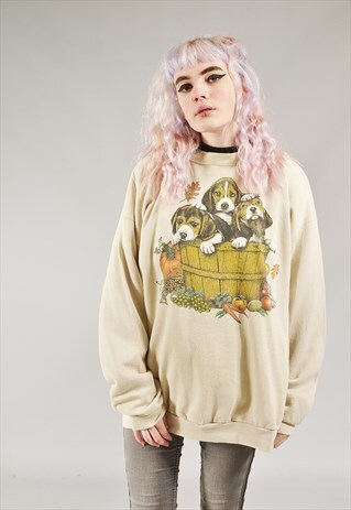 VINTAGE PUPPY BUCKET SWEATER CREAM