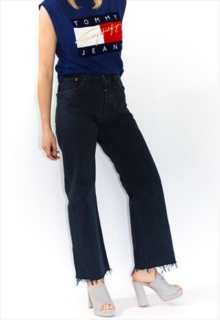 VINTAGE 80'S 501 RAW HEM BLACK LEVI JEANS
