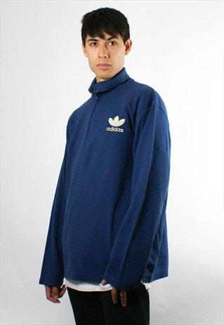 VINTAGE ADIDAS 1990S BLUE THICK SWEATSHIRT