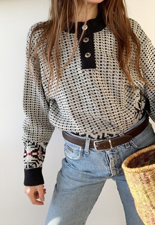 VINTAGE 90S FAIR ISLE KNIT CHRISTMAS JUMPER PULLOVER NORDIC