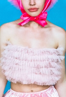 pink ruffle ballet core sleevless top pastel festival kitsch