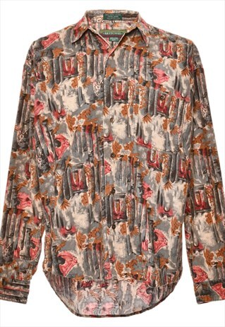 BEYOND RETRO VINTAGE CORDUROY GREY SHIRT - M