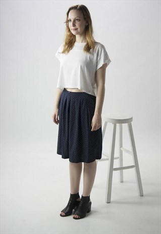 POLKADOT NAVY SHORTS / HIGH WAISTED PLEATED SHORTS