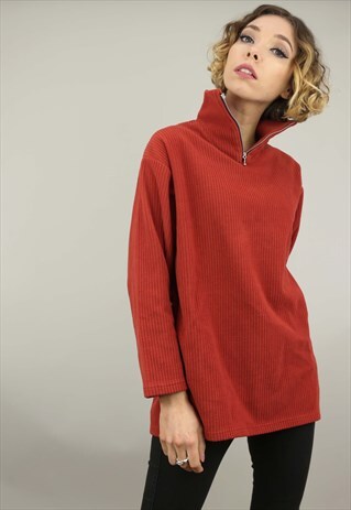 VINTAGE 90S OVERSIZED 1/4 ZIP FLEECE TOP