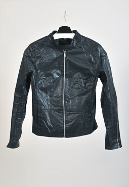Vintage 00s leather biker jacket in black