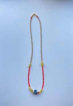Beaded Necklace With  Ceramic Charm