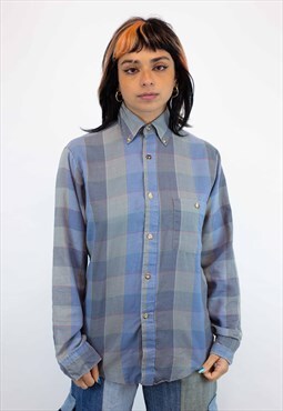 90s Grunge Check Shirt in Blue