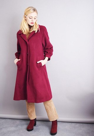 80'S RETRO CLASSIC CUT MINIMALIST WARM PURPLE MOM'S COAT