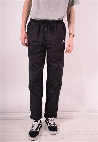ADIDAS MENS VINTAGE TRACKSUIT TROUSERS MEDIUM BLACK 90S