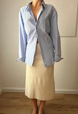 Button up vintage Striped oversized shirt in blue and white 