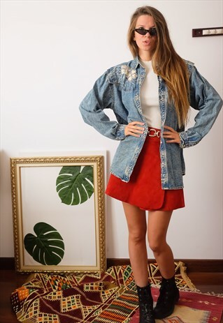 VINTAGE 70S JEANS SHIRT DENIM BOHEMIAN GYPSY