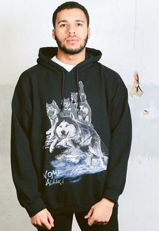 VINTAGE 90S WOLF PRINT HOODIE