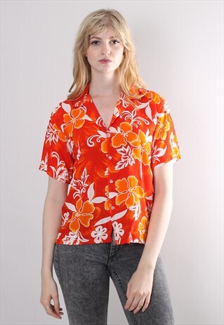 VINTAGE 90S HAWAIIAN PATTERNED SHIRT BLOUSE TOP
