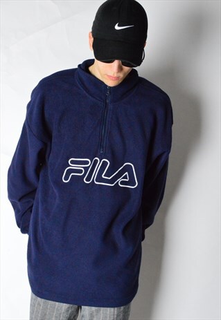 VINTAGE 90S NAVY BLUE 1/3 ZIPPER FILA FLEECE JUMPER