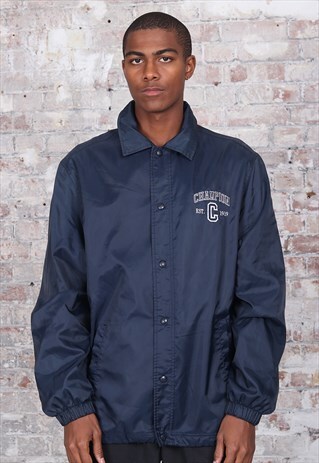 VINTAGE CHAMPION LOGO COACH JACKET NAVY BLUE