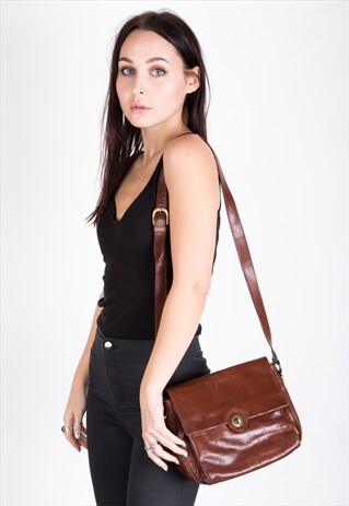 VINTAGE LEATHER SHOULDER BAG, CROSSBODY BAG