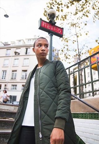 LONG LEATHER JACKET OVERSIZE GREEN