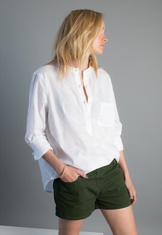 TAMARINDO ECO-FRIENDLY SEMISHEER PEASANT SHIRT WITH STRIPE