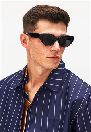 GEORGIE - BLACK 90'S SILHOUETTE SUNGLASSES
