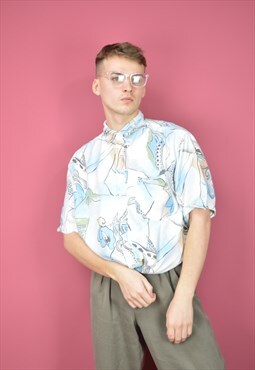 Vintage multicolour graphic abstract short sleeve shirt