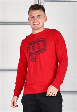 Vintage Polo Ralph Lauren Long Sleeve Top in Red XL