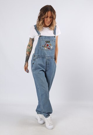 DENIM DUNGAREES SPORTS FOOTBALL WIDE TAPERERD LEG UK 12 (55N