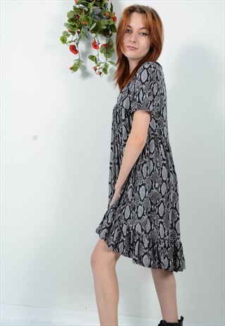 VINTAGE 90S MINI DRESS SNAKE PRINT PATTERN SIZE XS