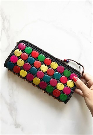 REVERSIBLE LONG WOMENS WALLET MULTICOLOUR BOHO BEADED DESIGN