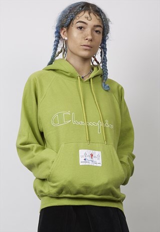 VINTAGE 90'S CHAMPION LOGO GREEN HOODIE