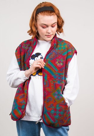 VINTAGE FESTIVAL ABSTRACT FLEECE GILET