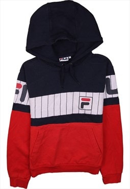 Fila 90's Drawstring Pockets Pullover Hoodie XSmall Navy Blu