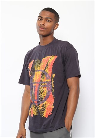 VINTAGE SERGIO TACCHINI PRINT LOGO T-SHIRT BLACK