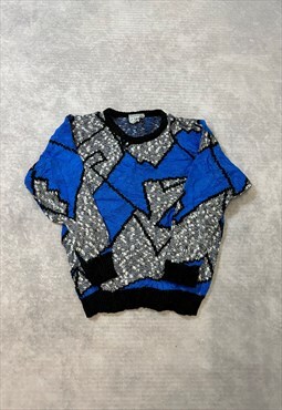 Vintage Abstract Knitted Jumper Funky Patterned Sweater