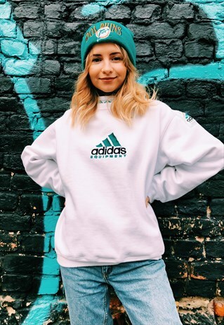 RARE VINTAGE WHITE EMBROIDERED ADIDAS EQUIPMENT SWEATSHIRT