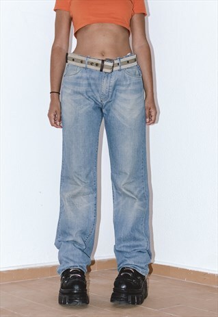 Vintage Y2k Mid Waisted Straight Leg Jeans for Plus Size