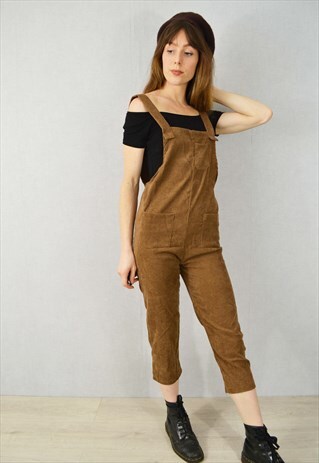 CORDUROY DUNGAREES SOFT CORD BROWN DEADSTOCK