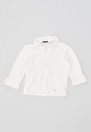 VINTAGE 90'S BURBERRY POLO SHIRT 3/4 SLEEVE WHITE