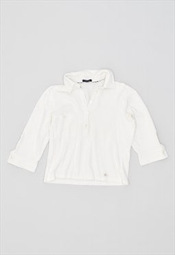 Vintage 90's Burberry Polo Shirt 3/4 Sleeve White