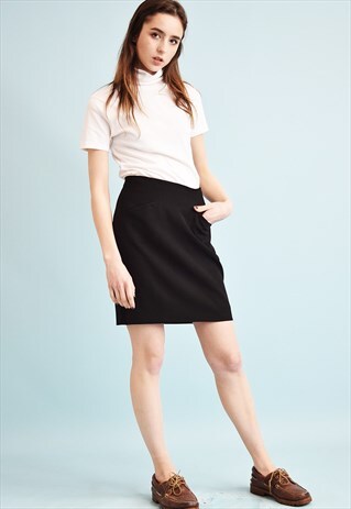 90'S RETRO KENZO MINIMALIST HIGH WAIST MINI PENCIL SKIRT