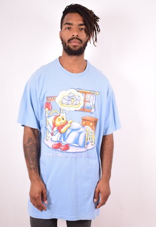 DISNEY MENS VINTAGE T-SHIRT TOP XL BLUE 90S