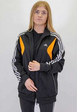 VINTAGE ADIDAS LOGO JACKET IN MEDIUM BLACK