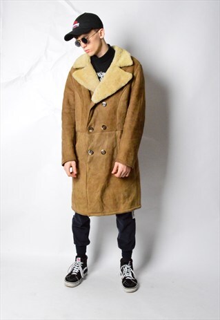 VINTAGE 80S CAMEL SHEEPSKIN WINTER COAT