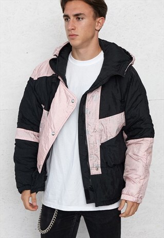 VINTAGE BLACK PINK WINDBREAKER RAIN JACKET
