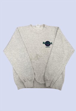 Grey Sweatshirt Unisex Pullover Fleece Lined Round Neckline