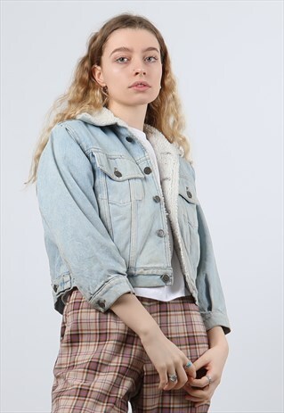 VINTAGE LEVI'S XS BLUE SHEARLING DENIM JACKET