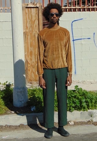 90S MINIMALIST LUXURY BROWN VELOUR VELVET SWEATSHIRT MEDIUM