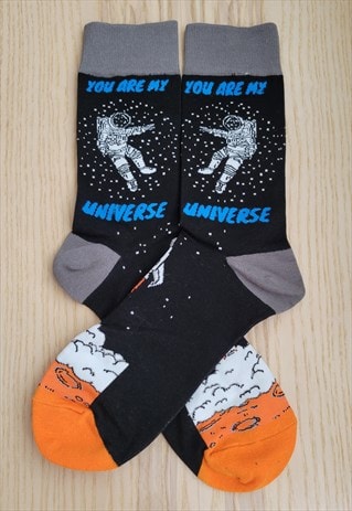 You are my Universe Cozy Socks in Black