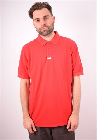 ADIDAS MENS VINTAGE POLO SHIRT LARGE RED 90S