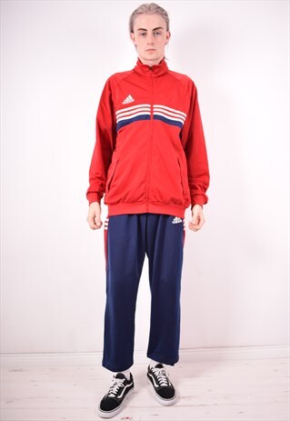 ADIDAS MENS VINTAGE FULL TRACKSUIT LARGE RED 90S